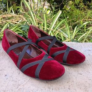 Ballet velvet strappy kitten heels from luc berjan.